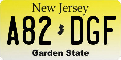 NJ license plate A82DGF