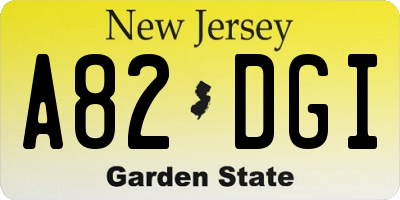 NJ license plate A82DGI
