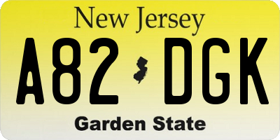 NJ license plate A82DGK