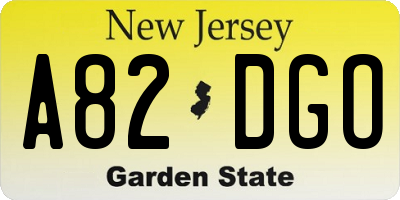 NJ license plate A82DGO