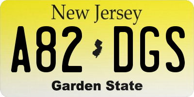 NJ license plate A82DGS