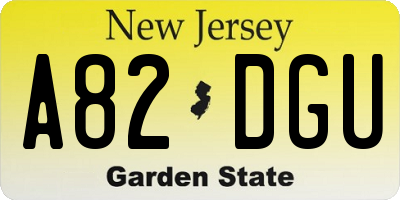NJ license plate A82DGU
