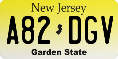 NJ license plate A82DGV