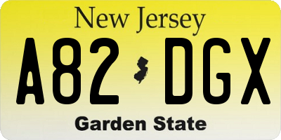 NJ license plate A82DGX