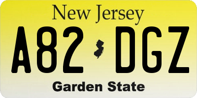 NJ license plate A82DGZ