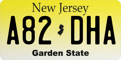 NJ license plate A82DHA