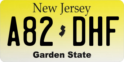 NJ license plate A82DHF