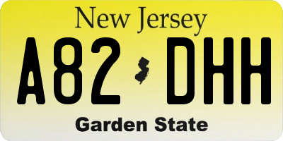 NJ license plate A82DHH