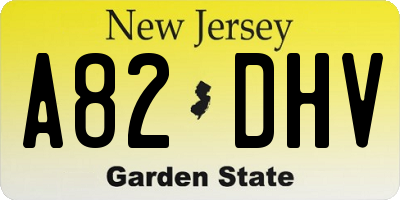 NJ license plate A82DHV