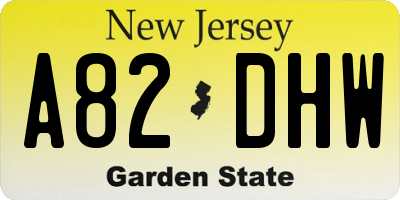 NJ license plate A82DHW