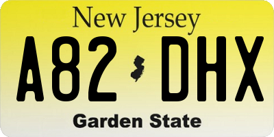 NJ license plate A82DHX