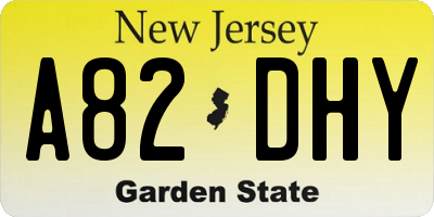 NJ license plate A82DHY