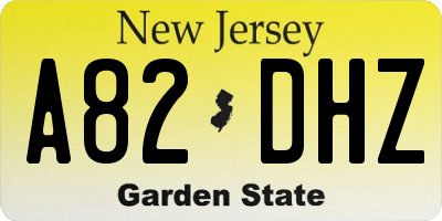 NJ license plate A82DHZ