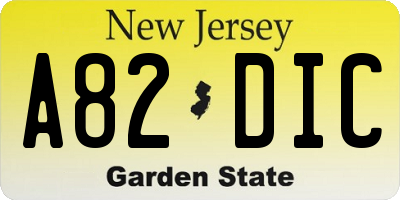NJ license plate A82DIC