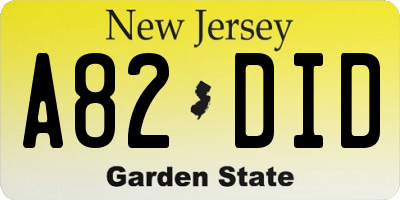 NJ license plate A82DID