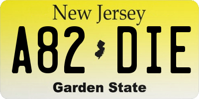 NJ license plate A82DIE