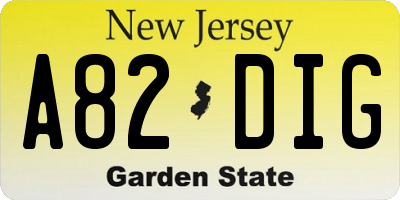 NJ license plate A82DIG