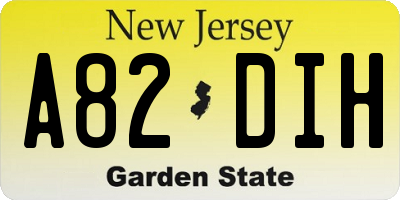 NJ license plate A82DIH
