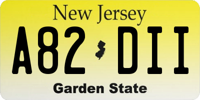 NJ license plate A82DII