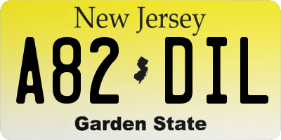 NJ license plate A82DIL