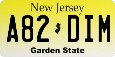 NJ license plate A82DIM