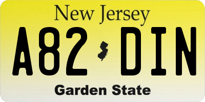 NJ license plate A82DIN