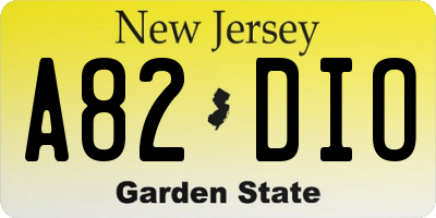 NJ license plate A82DIO