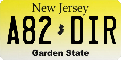 NJ license plate A82DIR