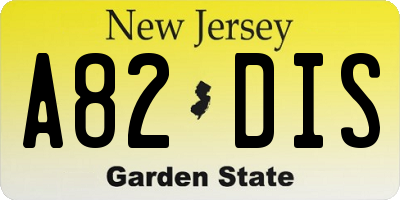 NJ license plate A82DIS