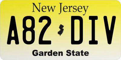 NJ license plate A82DIV