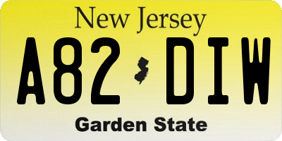 NJ license plate A82DIW