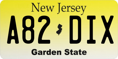 NJ license plate A82DIX