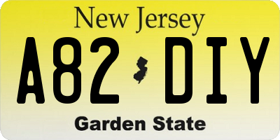 NJ license plate A82DIY