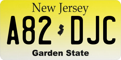 NJ license plate A82DJC