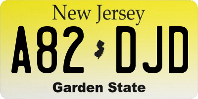 NJ license plate A82DJD