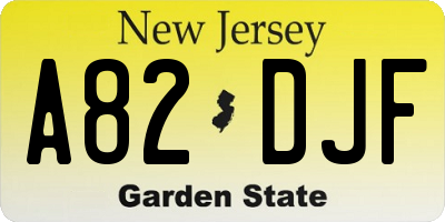 NJ license plate A82DJF