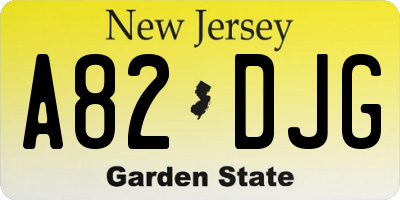 NJ license plate A82DJG