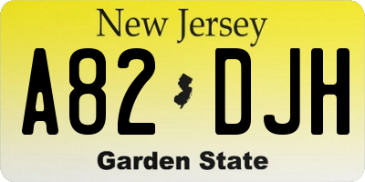 NJ license plate A82DJH
