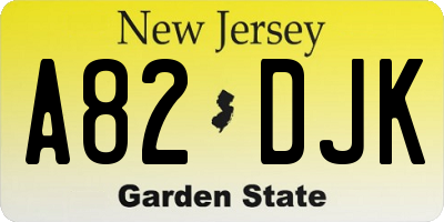 NJ license plate A82DJK