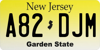 NJ license plate A82DJM