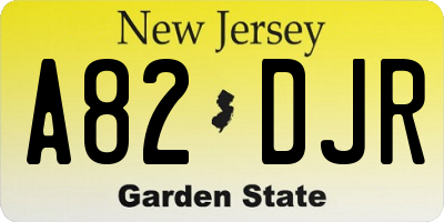 NJ license plate A82DJR