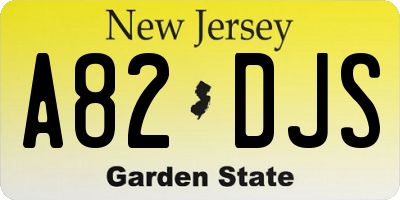 NJ license plate A82DJS
