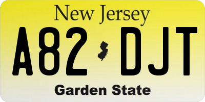NJ license plate A82DJT