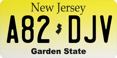 NJ license plate A82DJV