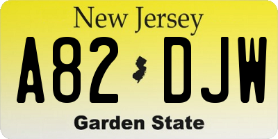 NJ license plate A82DJW