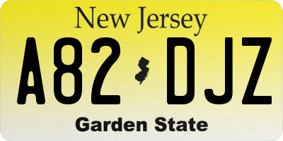 NJ license plate A82DJZ