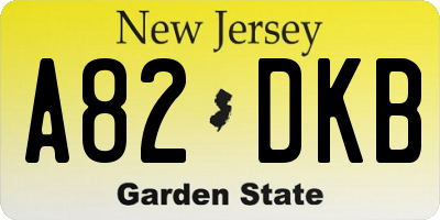 NJ license plate A82DKB