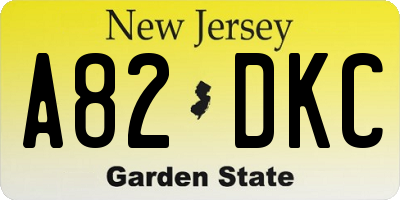 NJ license plate A82DKC