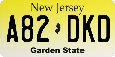 NJ license plate A82DKD