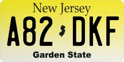 NJ license plate A82DKF